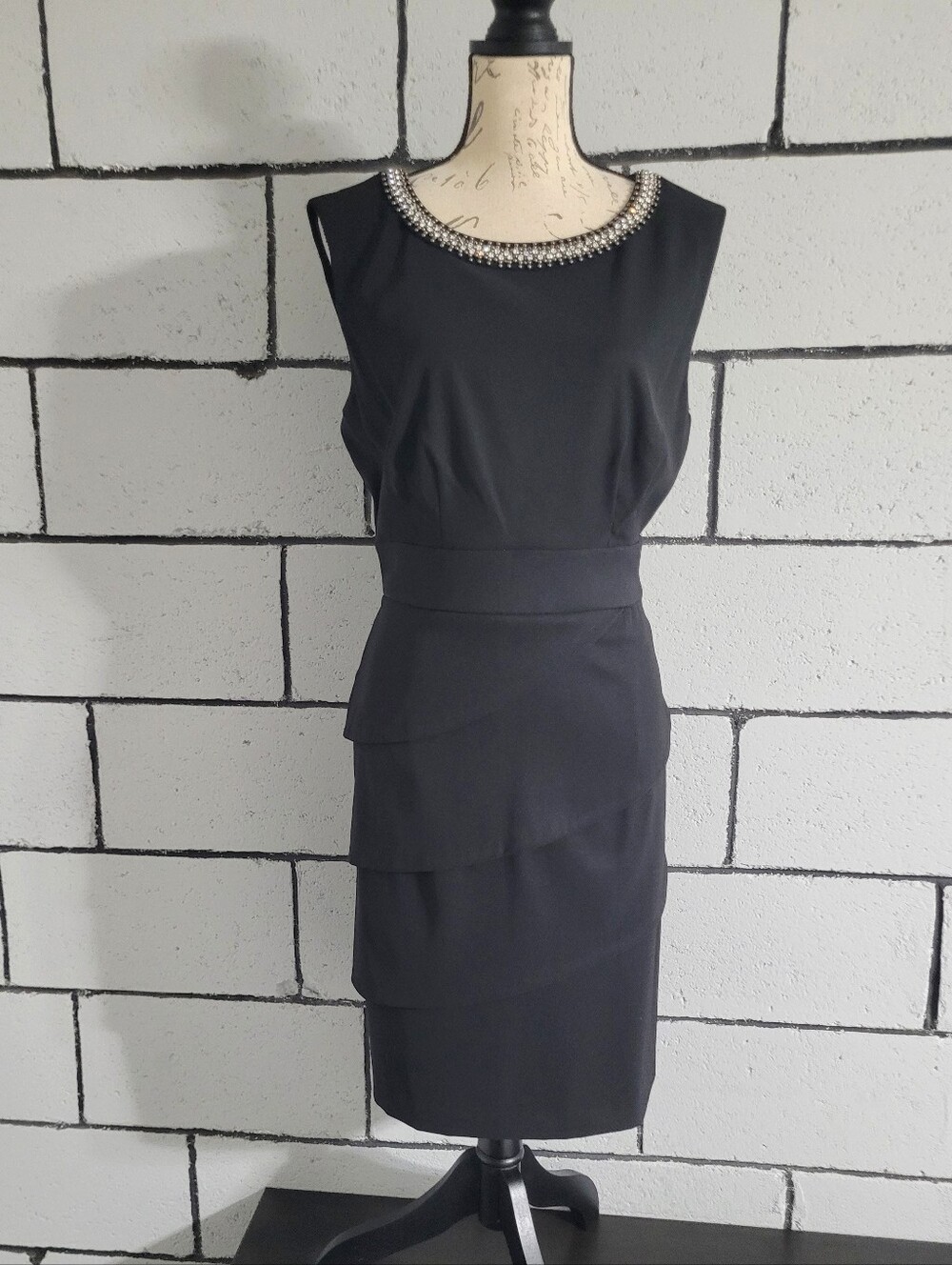 BUNDLE SALE! Connected Apparel Black Sleeveless Dress w/ Embellished Neck Sz 14